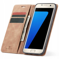 Etui z klapką Spacecase Wallet do Galaxy S7 Edge jasno brązowe