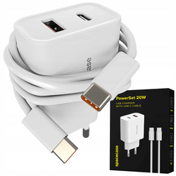 Ładowarka sieciowa Spacecase PowerSet PD 20W + kabel USB-C, biała
