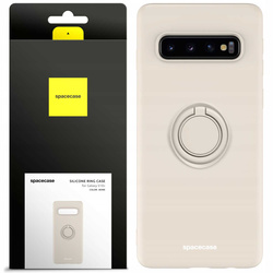 Etui Spacecase Silicone Ring do Galaxy S10+ kremowe